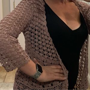 Gold Hawk Crochet Linen Cardigan